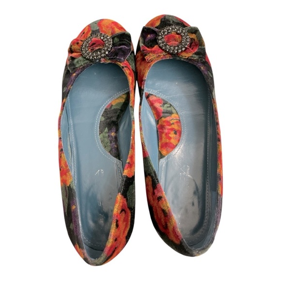 VIA SPIGA Velvet Floral Ballet Flats Bow Rhinestone Accent
Slip On US 10M - Picture 6 of 12